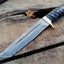 Premium Tanto Hunting Knife with Damascus Steel Blade and Elegant Wood Handle - Korvel