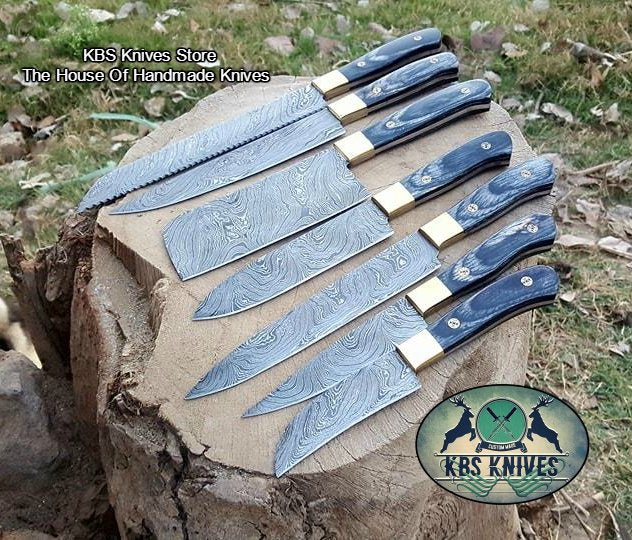 Premium Full Tang Damascus Steel Kitchen Knife Set with Exotic Wood Handles - Korvel