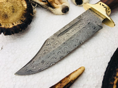 Exquisite Handmade Raindrop Pattern Damascus Steel Hunting Knife - Korvel