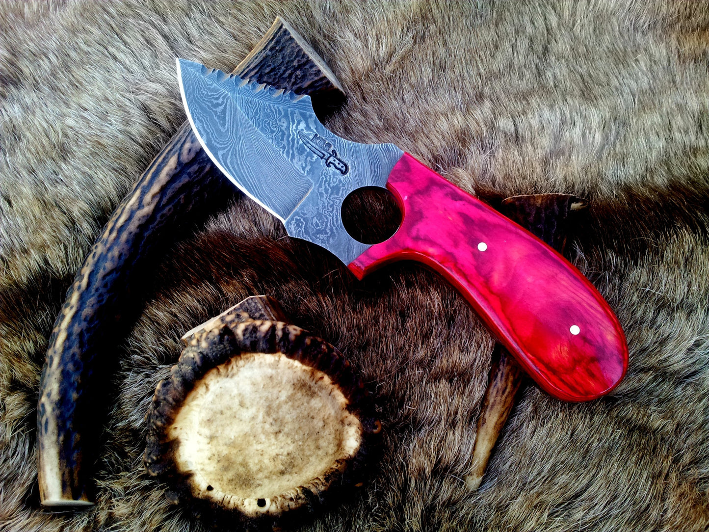 Premium Damascus Steel Deer Skinning Knife with Ergonomic Pakka Wood Handle – 7.5 Inch Drop Point Blade - Korvel
