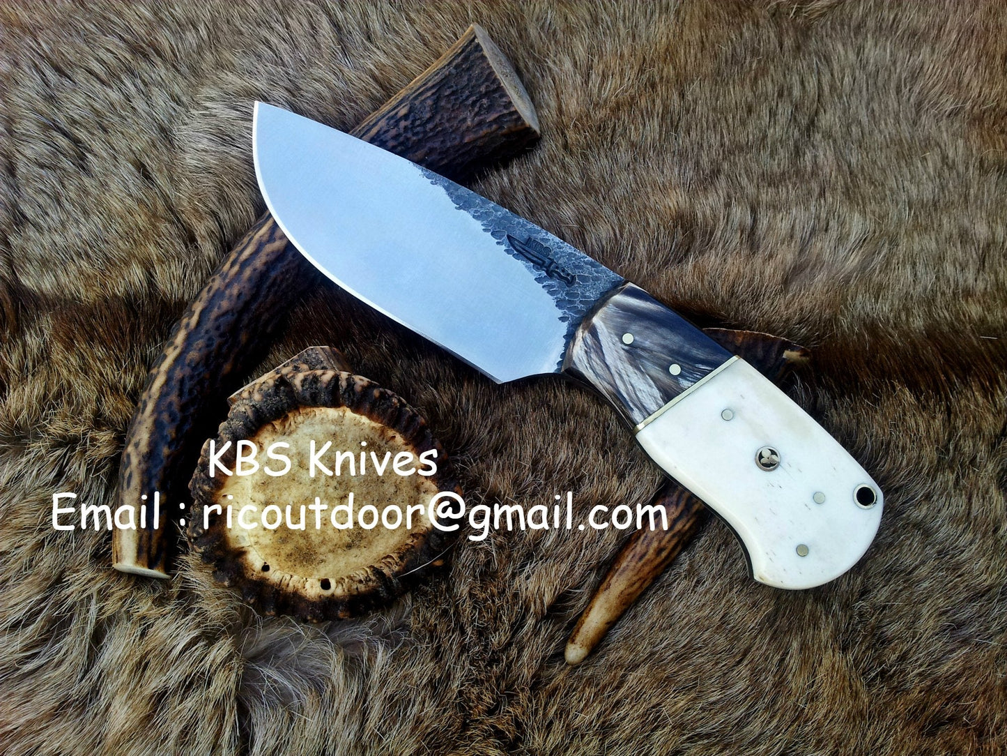Artisan 1095 Forged Steel Skinning Knife with Buffalo Horn & Camel Bone Handle - 8 Inch Hunting Tool - Korvel