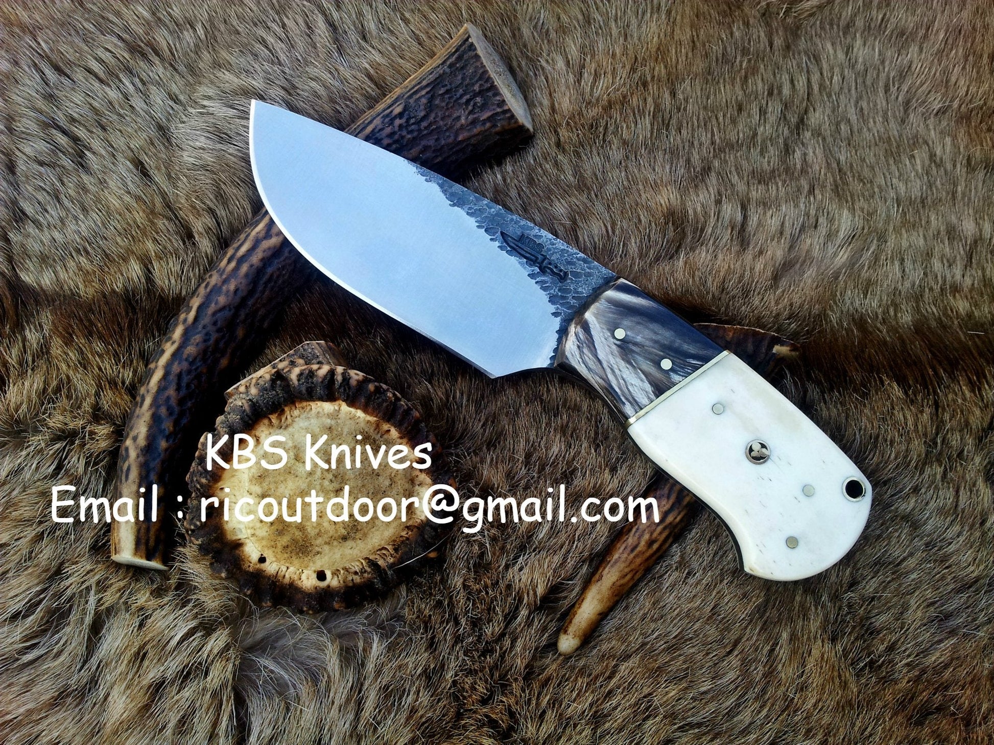 Artisan 1095 Forged Steel Skinning Knife with Buffalo Horn & Camel Bone Handle - 8 Inch Hunting Tool - Korvel