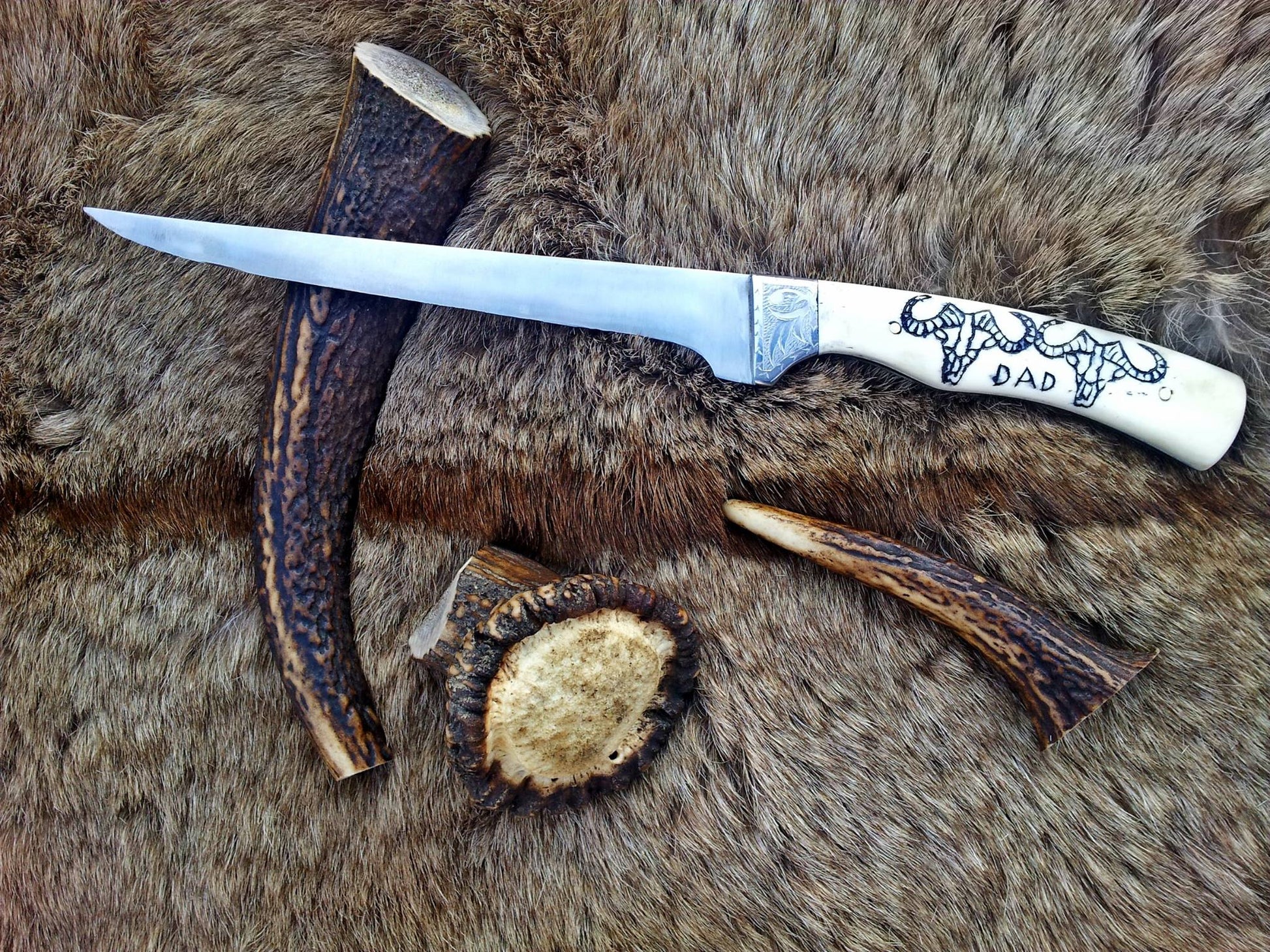 Premium D2 Steel Fillet & Boning Knife with Unique Engraved Handle - 12 Inches by KBS Knives - Korvel
