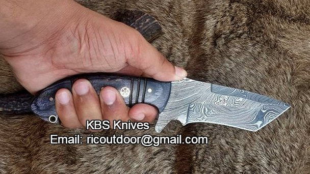 Premium Handcrafted Damascus Tanto Knife with Leather Sheath - Korvel