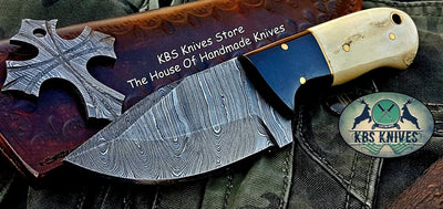 Premium Custom Damascus Steel Skinner Knife for Outdoor Adventures - Korvel