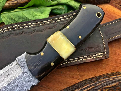Artisan Crafted Raindrop Damascus Steel Hunting and Skinning Knife - Korvel