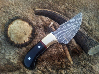 Premium Damascus Steel Deer Skinning Knife – 7 Inch Drop Point Blade with Elegant Buffalo Horn Handle - Korvel