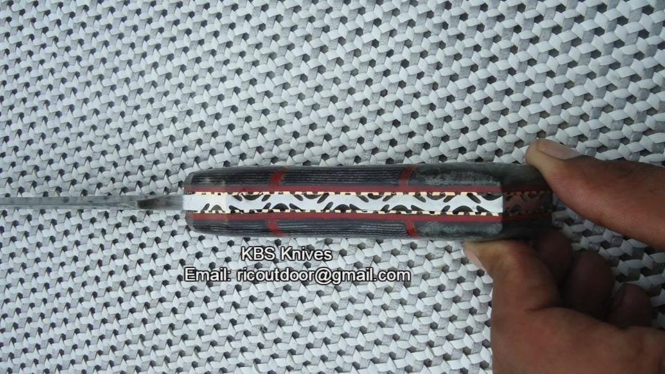 Premium Damascus Double Edge Knife with Micarta Handle - Korvel