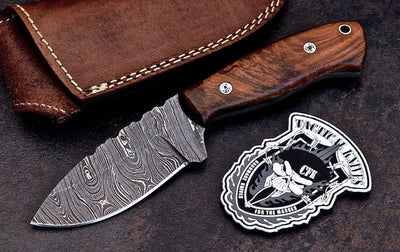 Exquisite Handmade Damascus Steel Hunting Knife with Black Walnut Burl Handle - Korvel