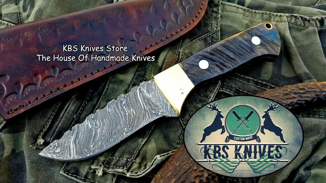 Artisan Crafted Damascus Steel Skinner Knife with Sheep Horn Handle - Korvel