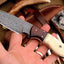 Artisan Damascus Deer Skinning Knife – Elegant Rosewood & Bone Handle, 8.5" with Leather Sheath - Korvel