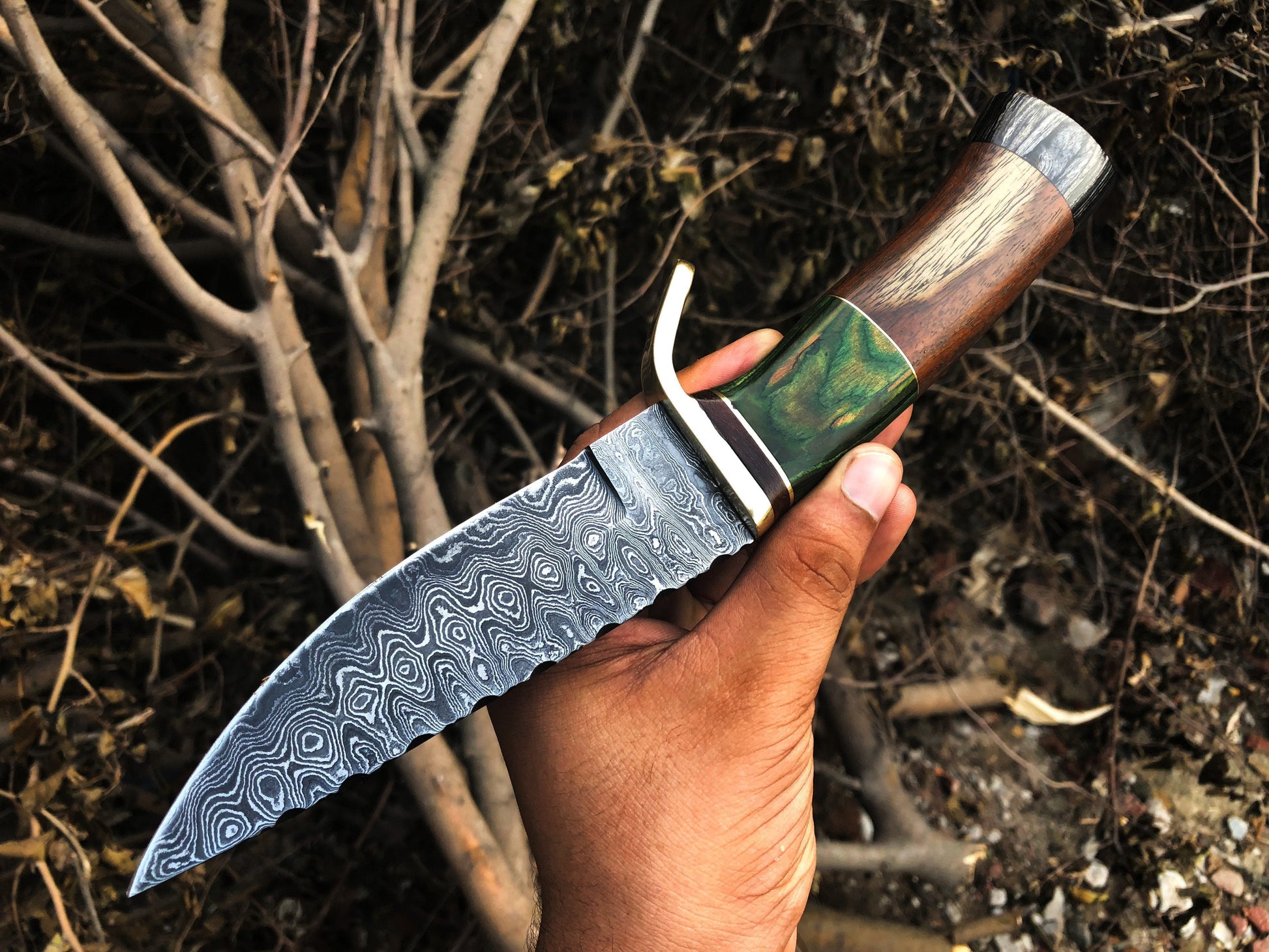 Exquisite Custom Handmade Damascus Steel Hunting Knife - Korvel