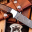 Premium Custom Damascus Steel Hunting Knife with Elegant Rosewood Handle - Korvel