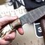 Exquisite Custom Damascus Wood Hunting Knife with New Zealand Red Stag Handle - Korvel