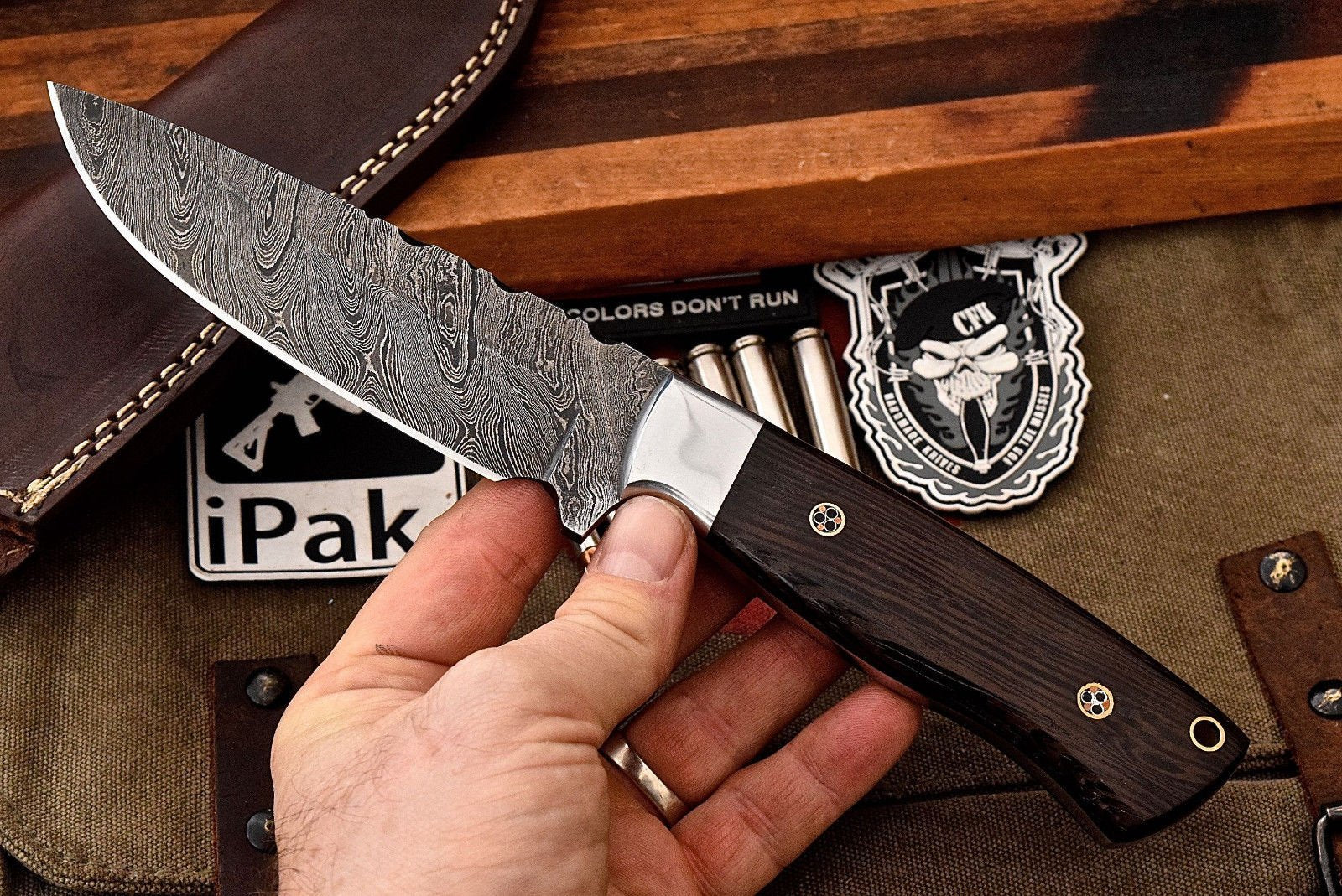 Premium Custom Damascus Steel Hunting and Camping Knife - Korvel