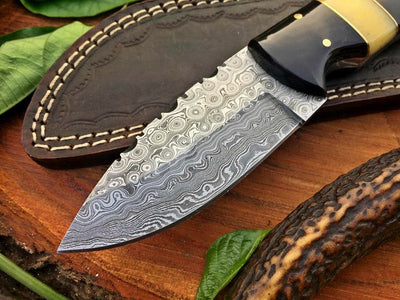 Premium Custom Raindrop Damascus Steel Hunting Knife for EDC & Skinning - Korvel