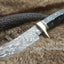 Premium 9-Inch Damascus Steel Hunting Knife with Buffalo Horn Handle & Brass Guard | KBS Knives - Korvel