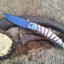 Premium Damascus Steel Folding Pocket Knife with Custom Engraved Bone Handle - Korvel