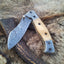 Elegant Damascus Steel Folding Pocket Knife with Bone Handle – BoneShaper - Korvel