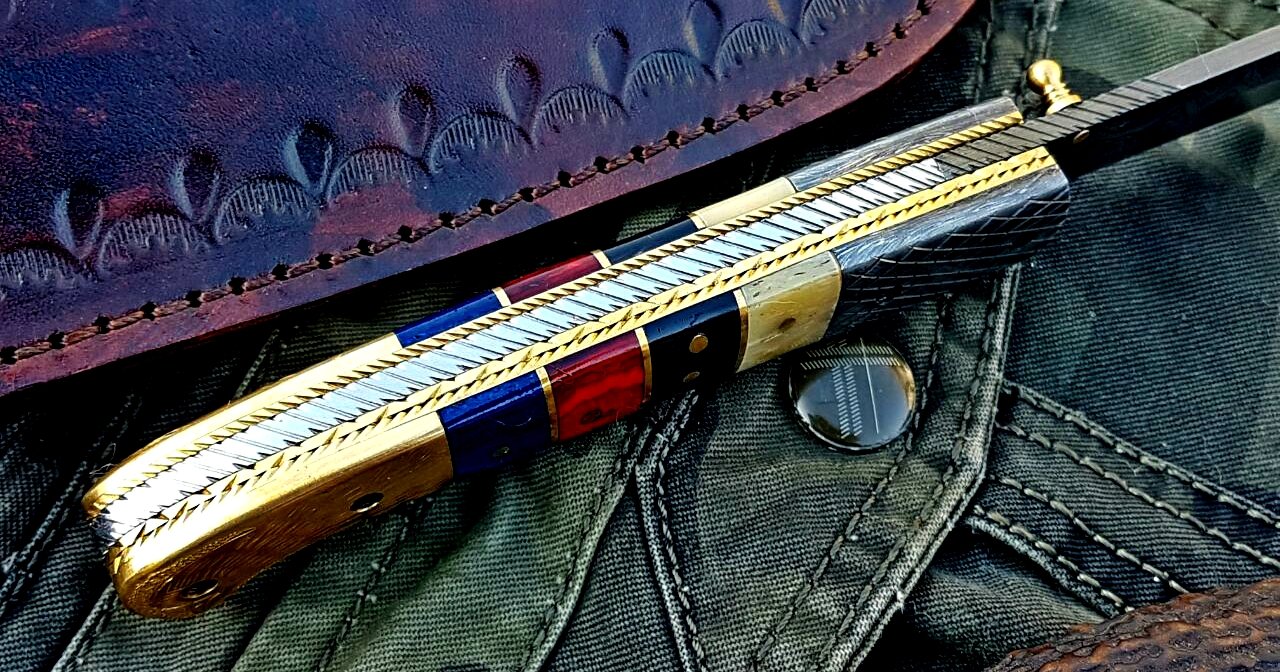 Artisan Crafted Damascus Steel Folding Pocket Knife - Korvel