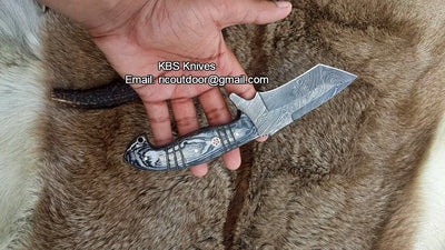 Premium Handcrafted Damascus Tanto Knife with Leather Sheath - Korvel