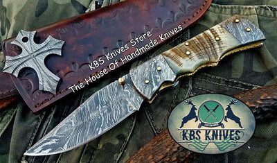 Exquisite Handmade Damascus Steel Folding Knife - Korvel