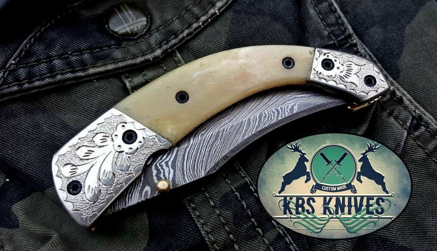 Exquisite Handmade Damascus Steel Folding Knife - Korvel