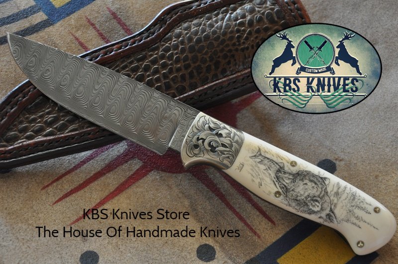Premium Custom Handmade Damascus Steel Drop Point Knife for Hunting and Skinning - Korvel