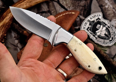 Premium D2 Steel Skinning Knife with Camel Bone Handle - Korvel