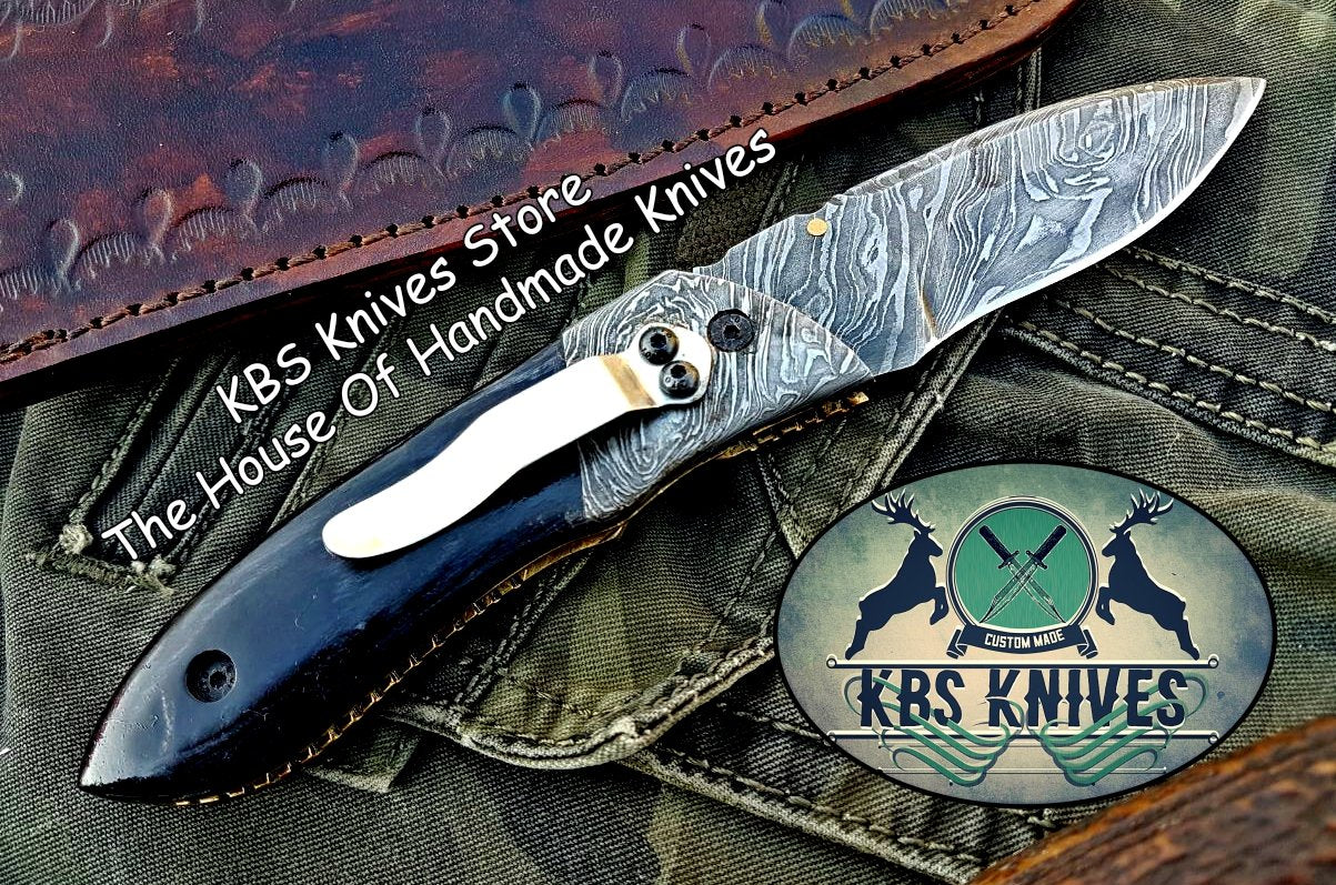 Exquisite Custom Damascus Steel Folding Knife with Pocket Clip - Korvel