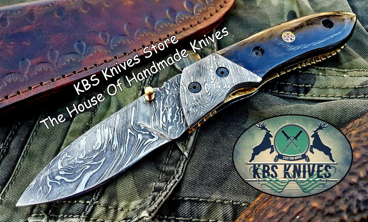 Exquisite Custom Damascus Steel Folding Knife with Pocket Clip - Korvel