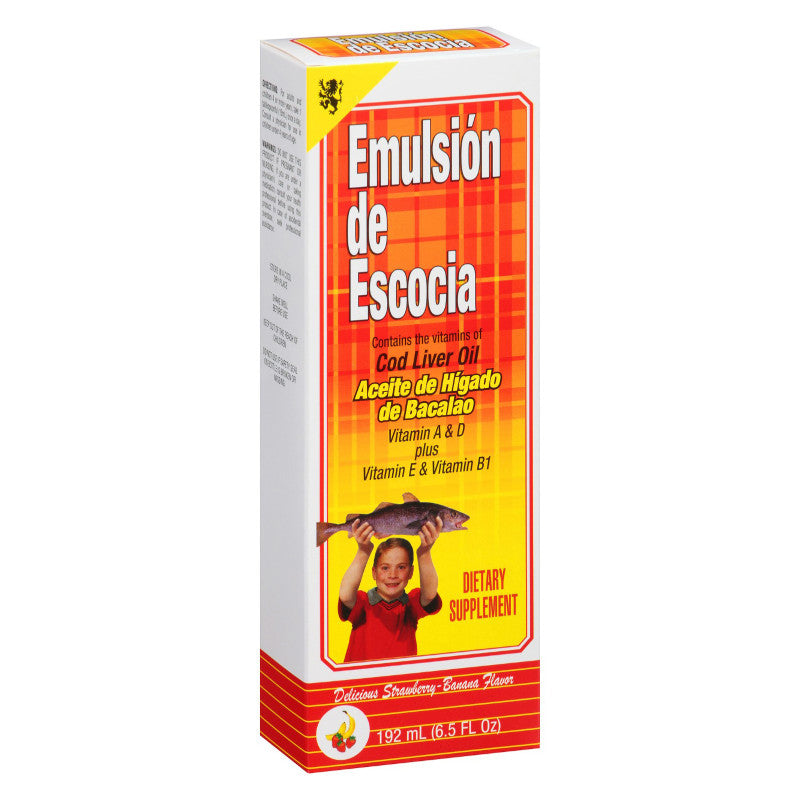 Émulsion de foie de morue d'Écosse, saveur fraise-banane 6,5 oz