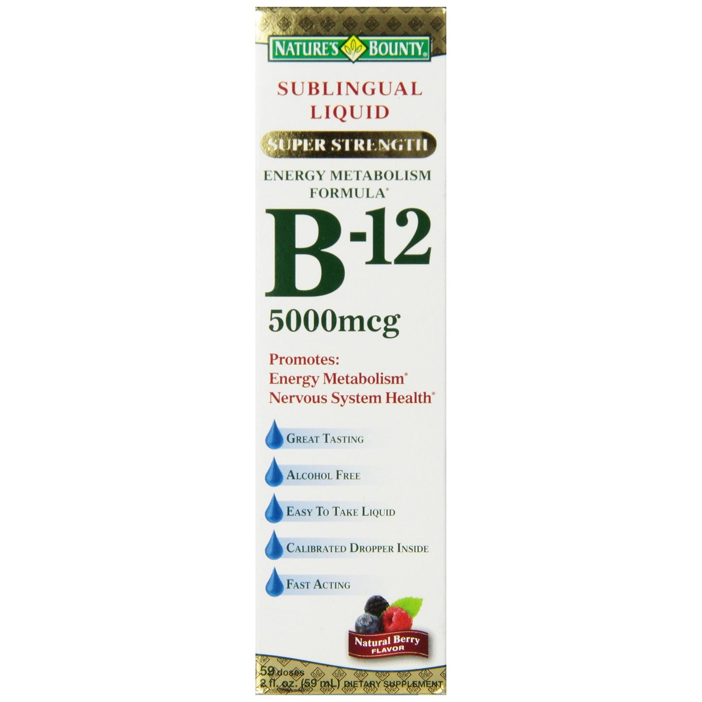 Nature's Bounty Super Strength B-12 Liquide Sublingual, 5000 Mcg