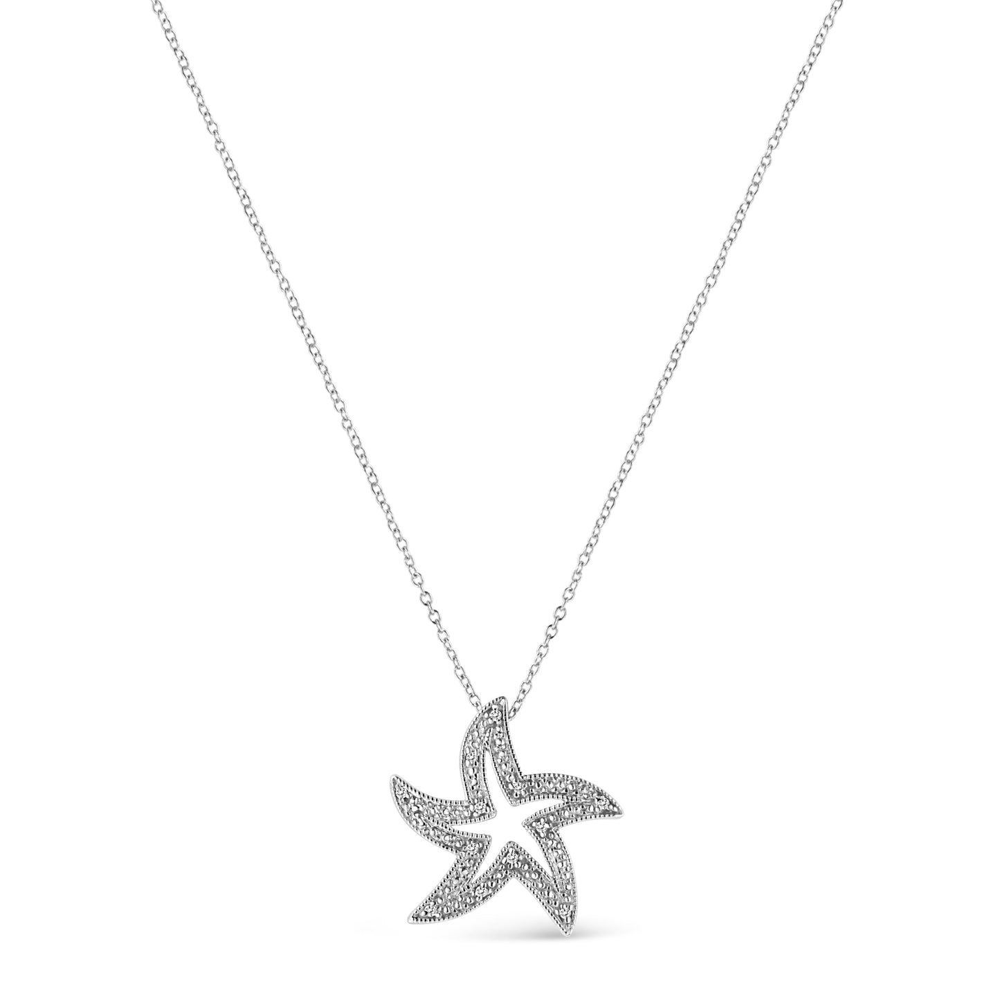 Collar de Colgante de Estrella de Mar con Diamantes en Acero Inoxidable .925