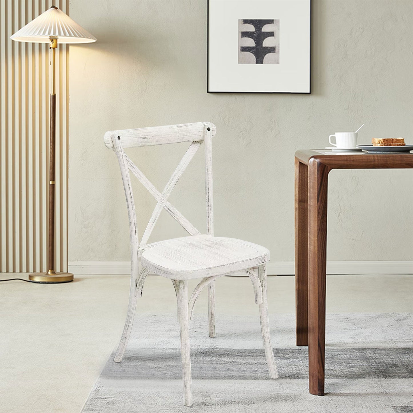 4-Pack Resin X-Back Chair, Mid Century Chair Modern Farmhouse Cross Back Chair for Kitchen ,Lime Wash - Korvel