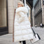 Winter Slim Long Jacket with Fur Hood for Women