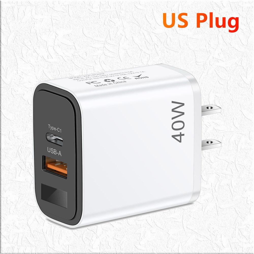 Chargeur de téléphone mobile numérique 40W PD+USB