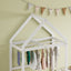 Wooden Twin Size Children's Bed with Detachable Headboard and Integrated Clothes Drying Rack, White - Korvel