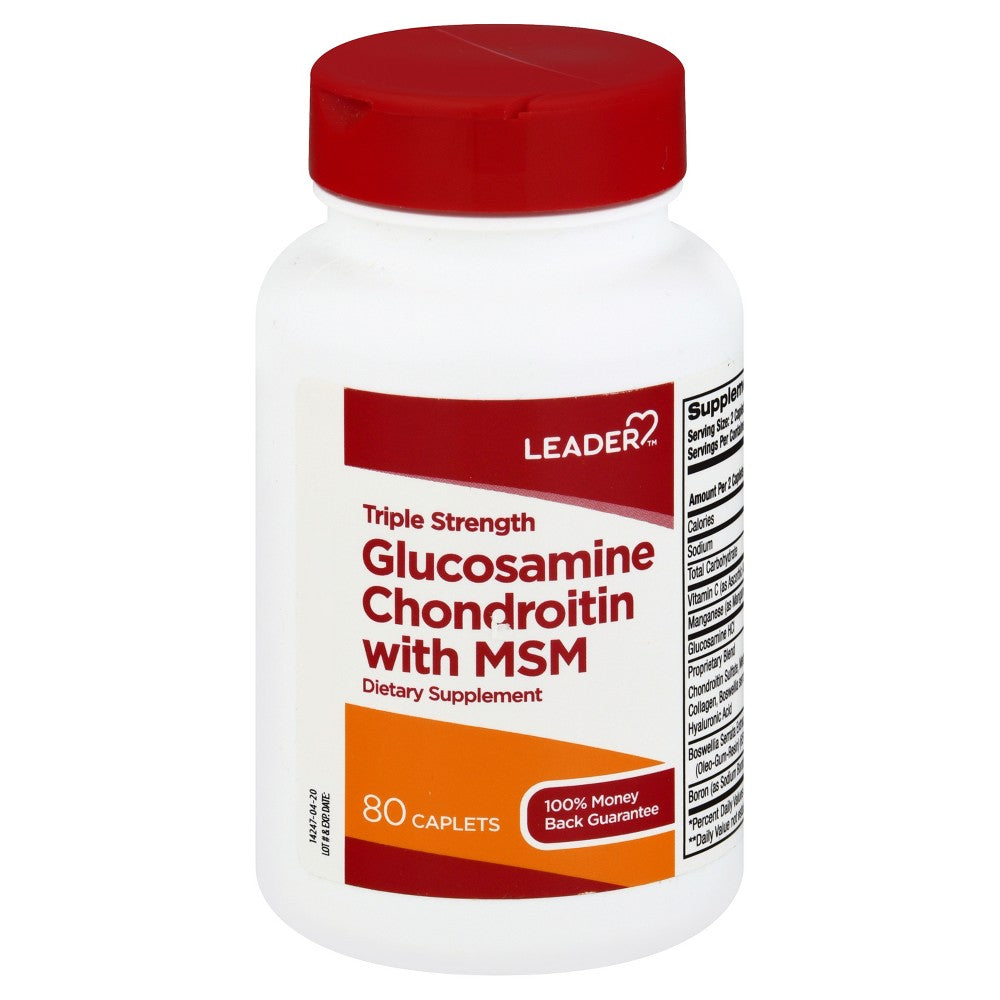 Leader Triple Strength Glucosamine Chondroitin avec MSM Comprimés - 80 Comptes