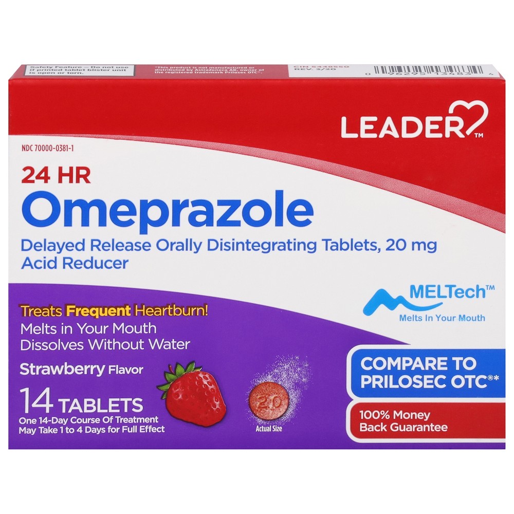 Leader Omeprazole 20 Mg Tablets - Strawberry Flavor