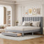 Full Size Storage Bed Velvet Upholstered Platform Bed with a Big Drawer - Gray - Korvel