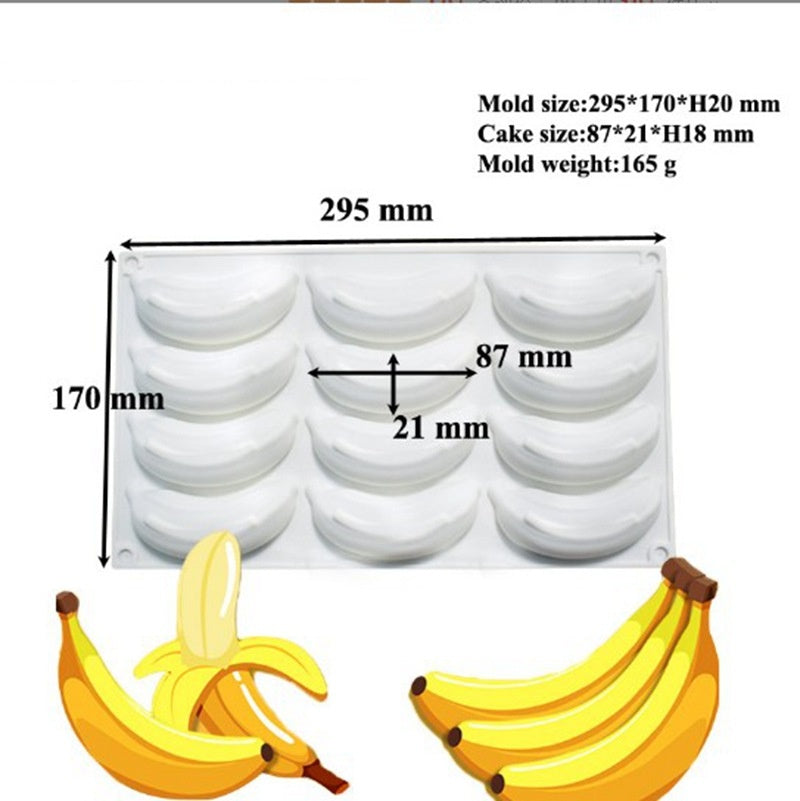 Moule à Mousse en Silicone - 12 Cavités en Forme de Banane