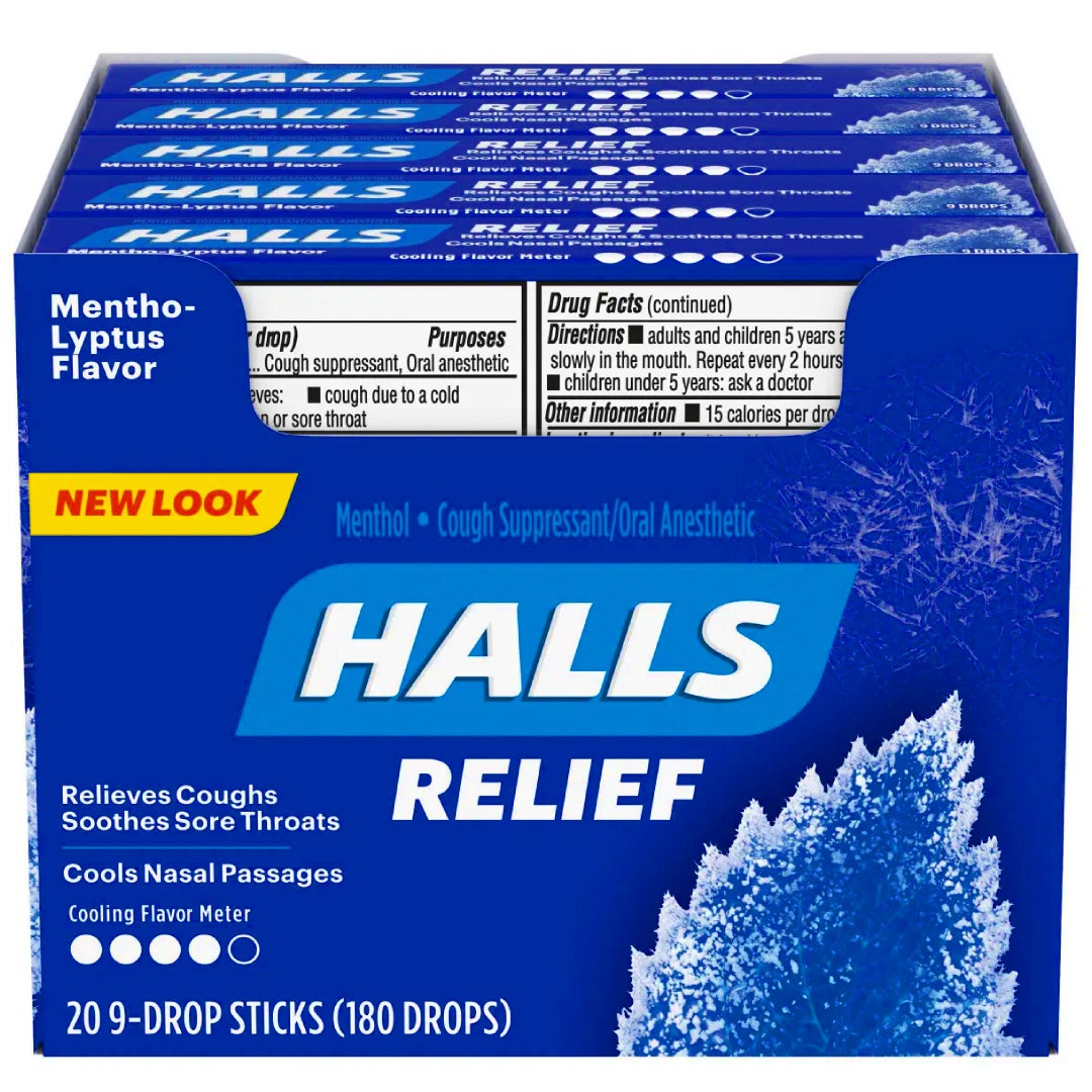 Halls Menthol Cough Drops - 20 Contenido