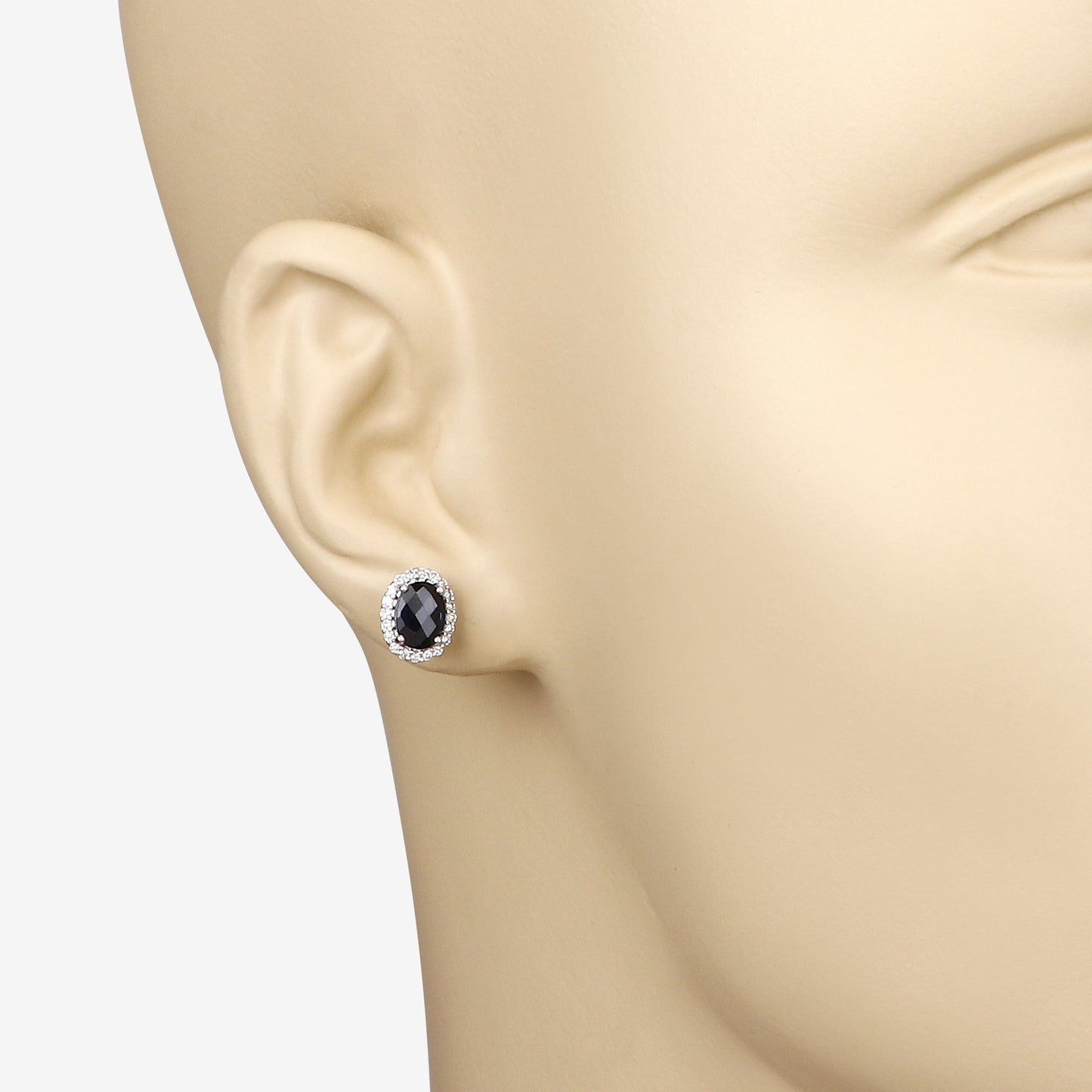 2.16 Carat Blue Sapphire and Diamond Halo Earrings in 14K White Gold