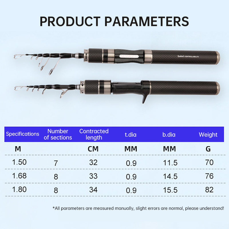Portable Ultra-Short Carbon Fiber Telescopic Fishing Rod