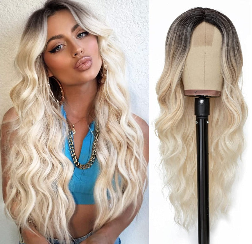 Premium Long Curly Hair Wig with Gradual Color Change