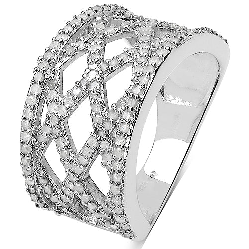 Anillo de Compromiso de Diamante Blanco Genuino de 0.92 Quilates en Plata de Ley