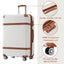 Hardshell Luggage Sets 3 Piece double spinner 8 wheels Suitcase with TSA Lock Lightweight 20''24''28'' White + ABS - Korvel