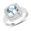 Anillo de plata esterlina con topacio azul y topacio blanco de 2.46 quilates