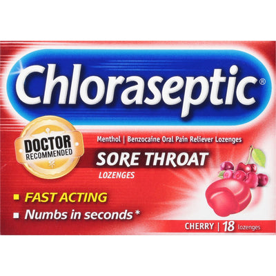 Pastillas para la garganta Chloraseptic sabor cereza - 18 unidades